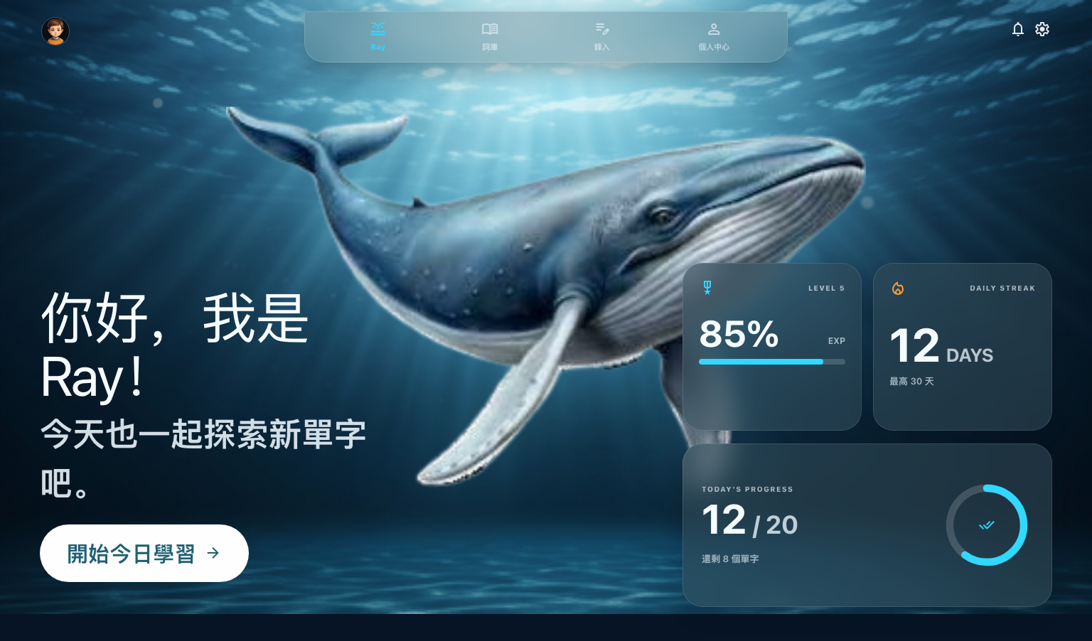 Ray The Whale Ray 首頁真實截圖
